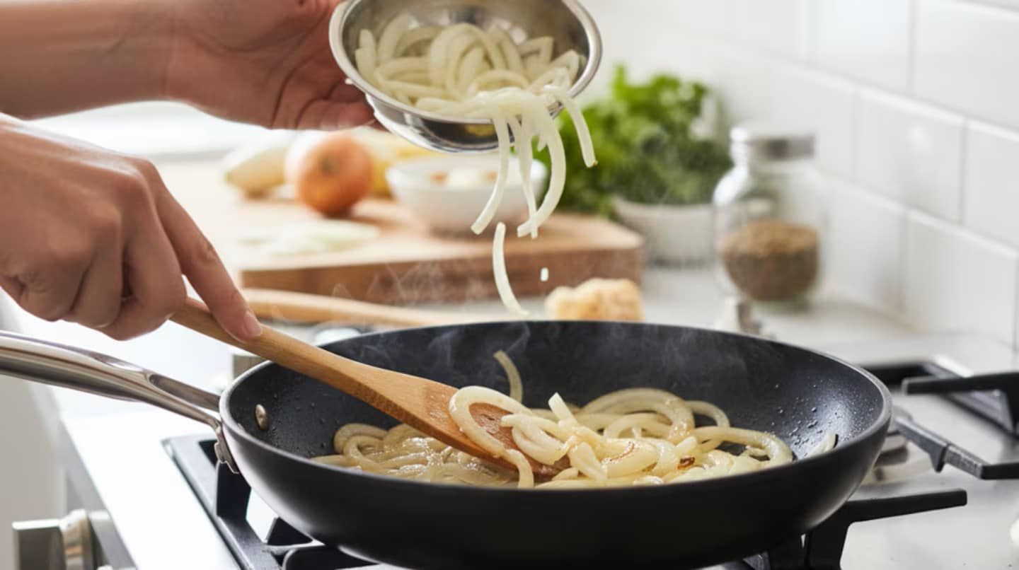 Žádný olej, žádný žár: tajemství šéfkuchaře, jak zabránit spálení cibule při smažení.
